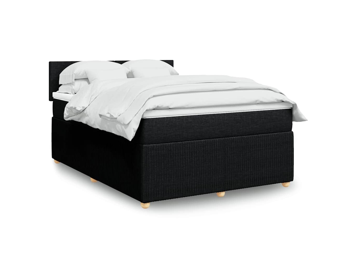 Vidaxl Cama Com Molas/colchão 140x200 Cm Tecido Preto
