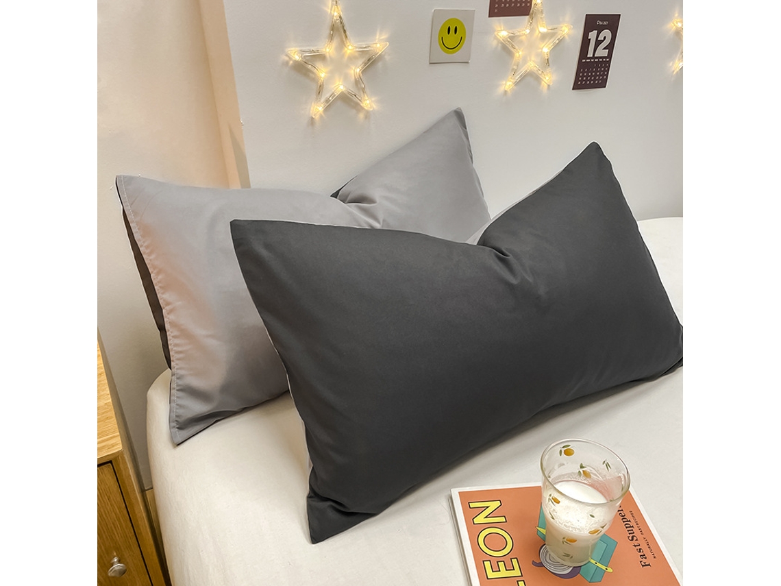 Pacote de 2 Fronhas de Algodão Laváveis para Quarto Cinza Escuro Cinza Claro EVELTEK 48cmx74cm