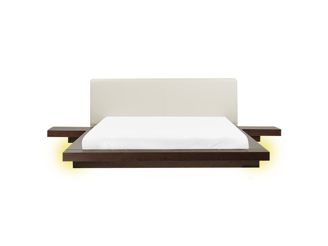 Cama Led Beliani Zen De Mdf Marrón 308x229x86