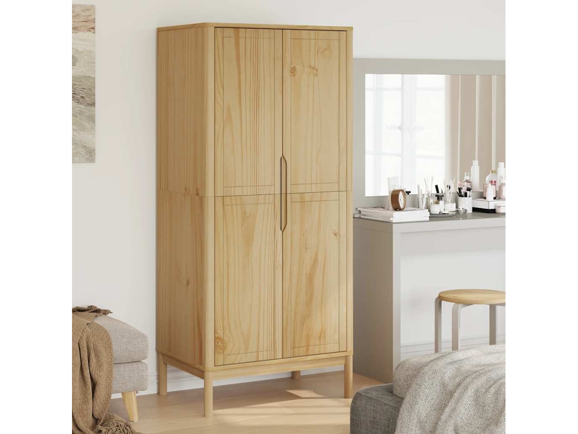 Vidaxl Roupeiro Floro 77x53x171 Cm Madeira Pinho Maciça Castanho Mel