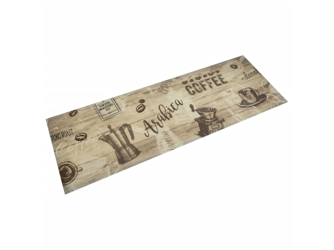 Vidaxl Tapete De Cozinha Lavável 60x180 Cm Veludo Padrão Café Castanho