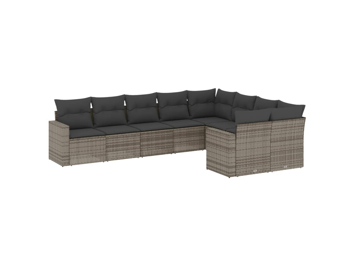 Conjunto de 9 Sofás para Jardim com Almofadões Vime Pe Cinzento MAISON EXCLUSIVE (90x200 cm)