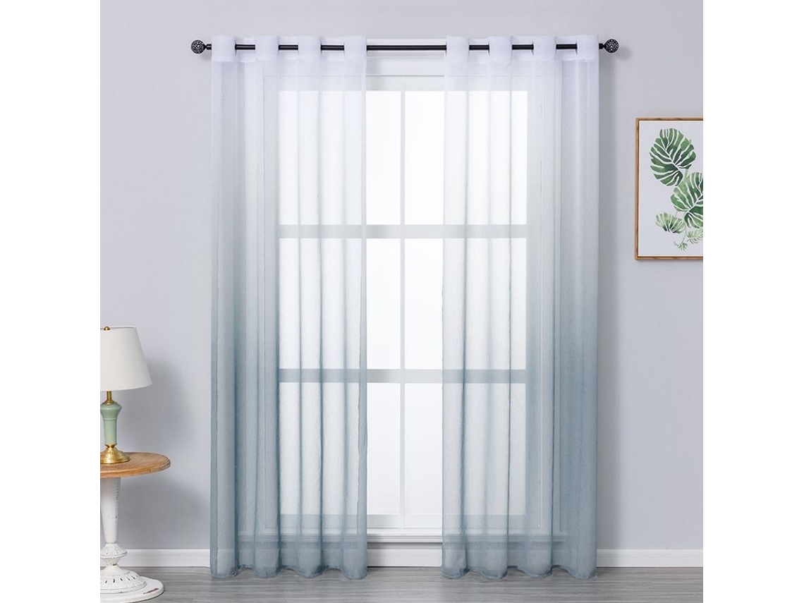 Conjunto de 2 cortinas translúcidas brancas com olhos de metal Nova Line | S/MARCA