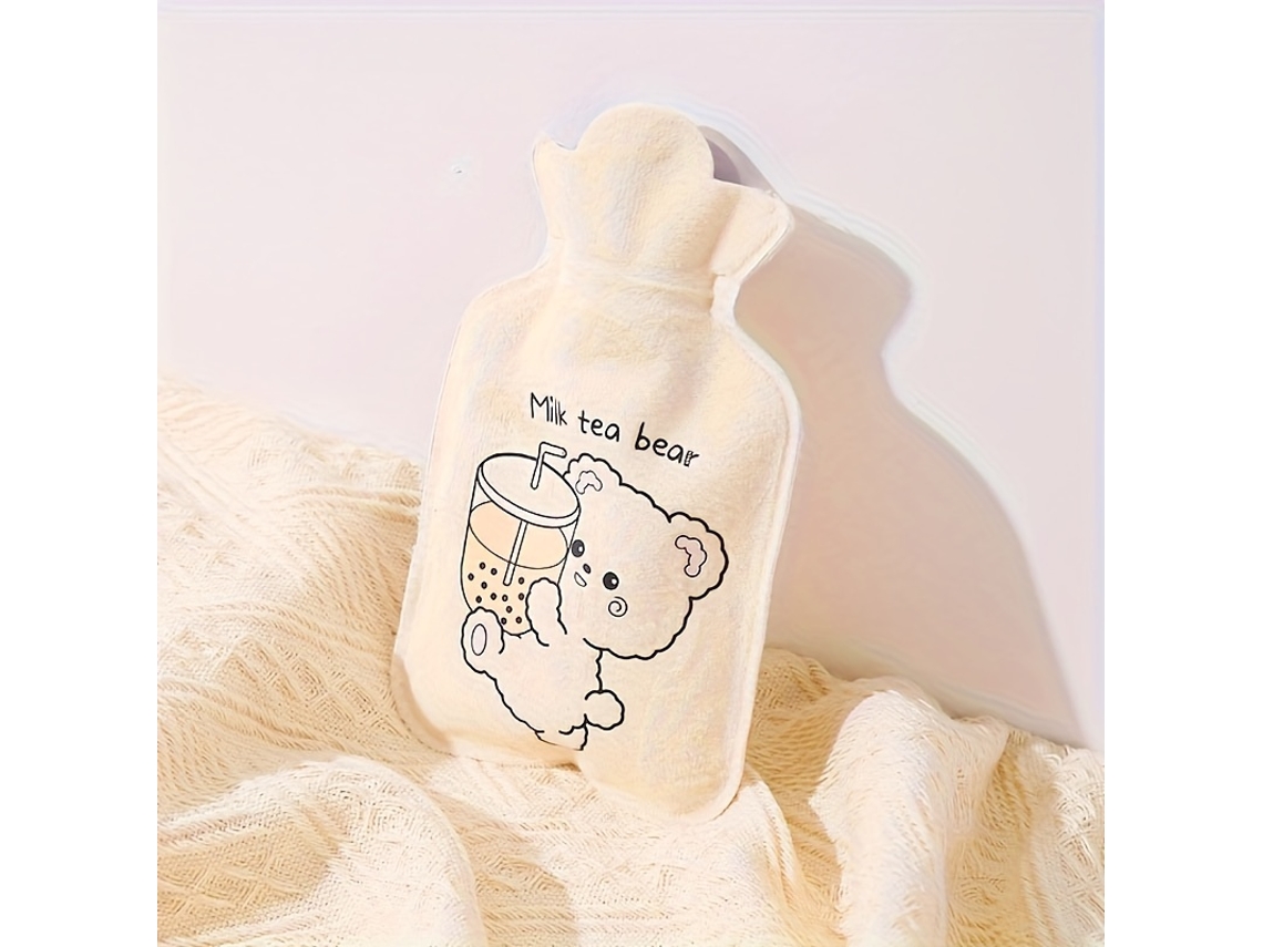 Adorável Bolsa de Água Quente Felpuda com Desenho Animado Material Pvc, Aquecedor Manual e Abdominal Não Elétrico Baixo Cons STELASPLEN (350 Ml)