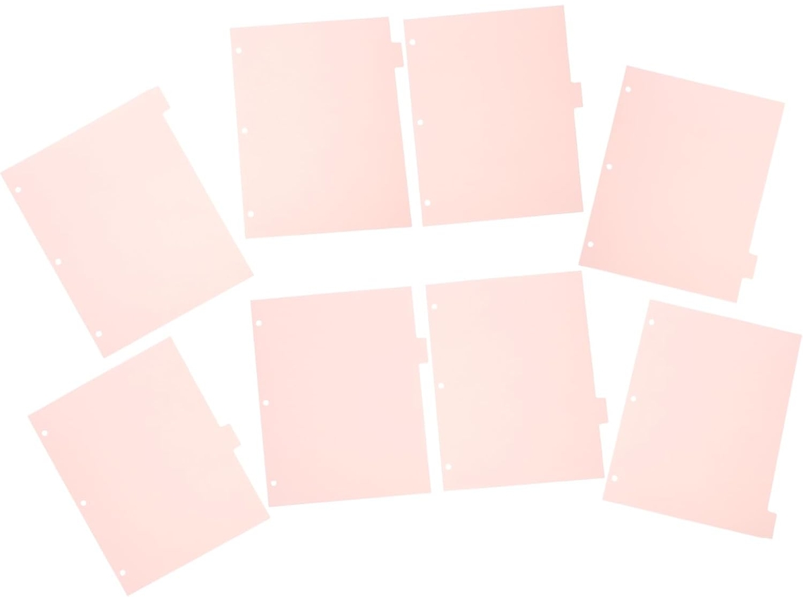 Divisórias de página para fichário com 3 argolas, 8 bases e pés de plástico resistentes, ideais para estudantes e uso geral.