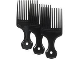 Conjunto De 3 Pentes Largos De Resina Preta Para Pentear E Desembaraçar, Estimula A Circulação Sanguínea.