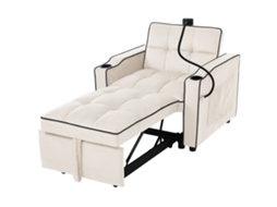 Sofá Cama 3 Em 1 Retrátil Com Suporte Para Bebidas E Celular, Ideal Para Espaços Pequenos, 83*167*76cm