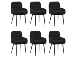 Conjunto 6 Cadeira De Jantar Vidaxl Preto Veludo (59 X 59,5 X 90 Cm)