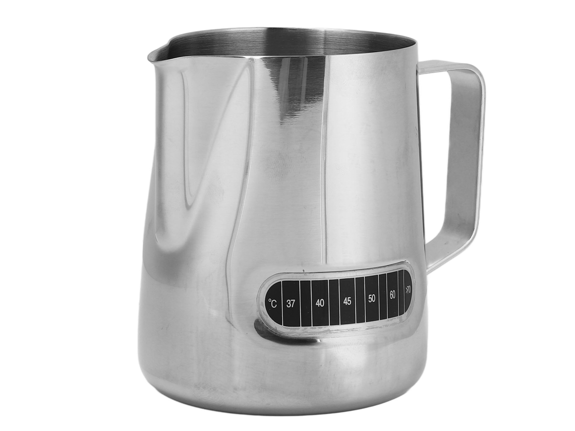 Leite Frother Cope 600 Ml, Boca Curta, Jarra Espumante Leite Com Sensor De Temperatura, Cafeteira Em Aço Desbloqueado Brilvibera