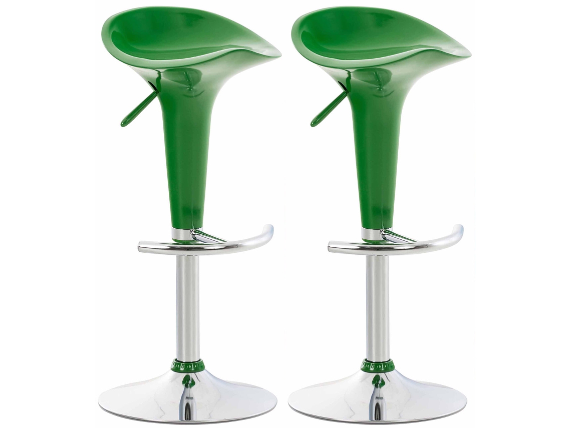 Conjunto de 2 bancos de bar em sela verde CLP