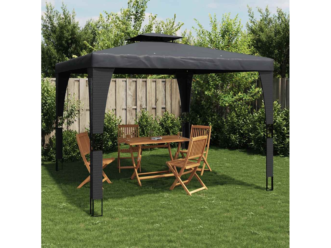 Vidaxl Gazebo Com Telhado Duplo 3,98x2,98 M Aço Antracite