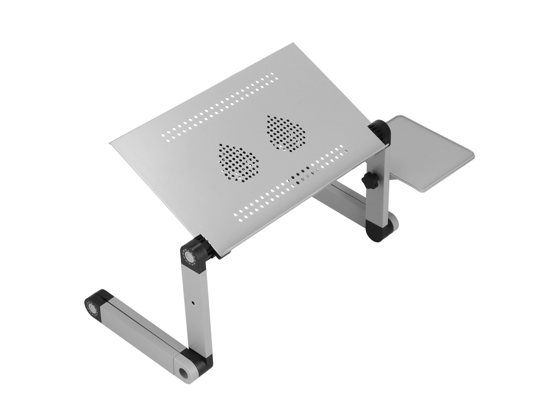 Mesa Portátil Alumínio com Cooler Laptop Prata Ajustável Folding