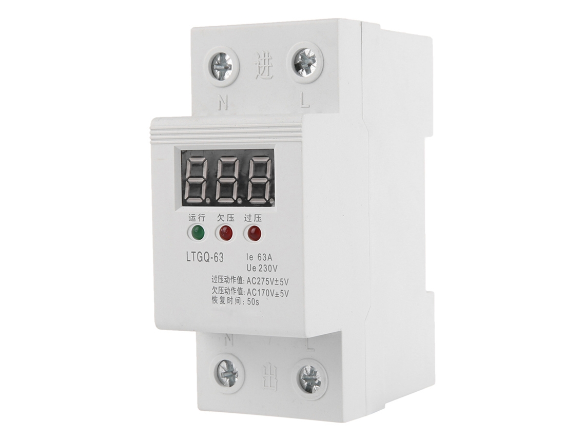 Protector De Voltaje Automático 230v Ca Reconectar 2p/63a Relé De Baja Tensión Digital Monitoreo