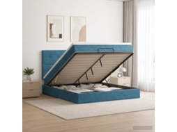 Vidaxl Cama Ottoman Com Colchão Azul Escuro 180 X 200 Cm Veludo