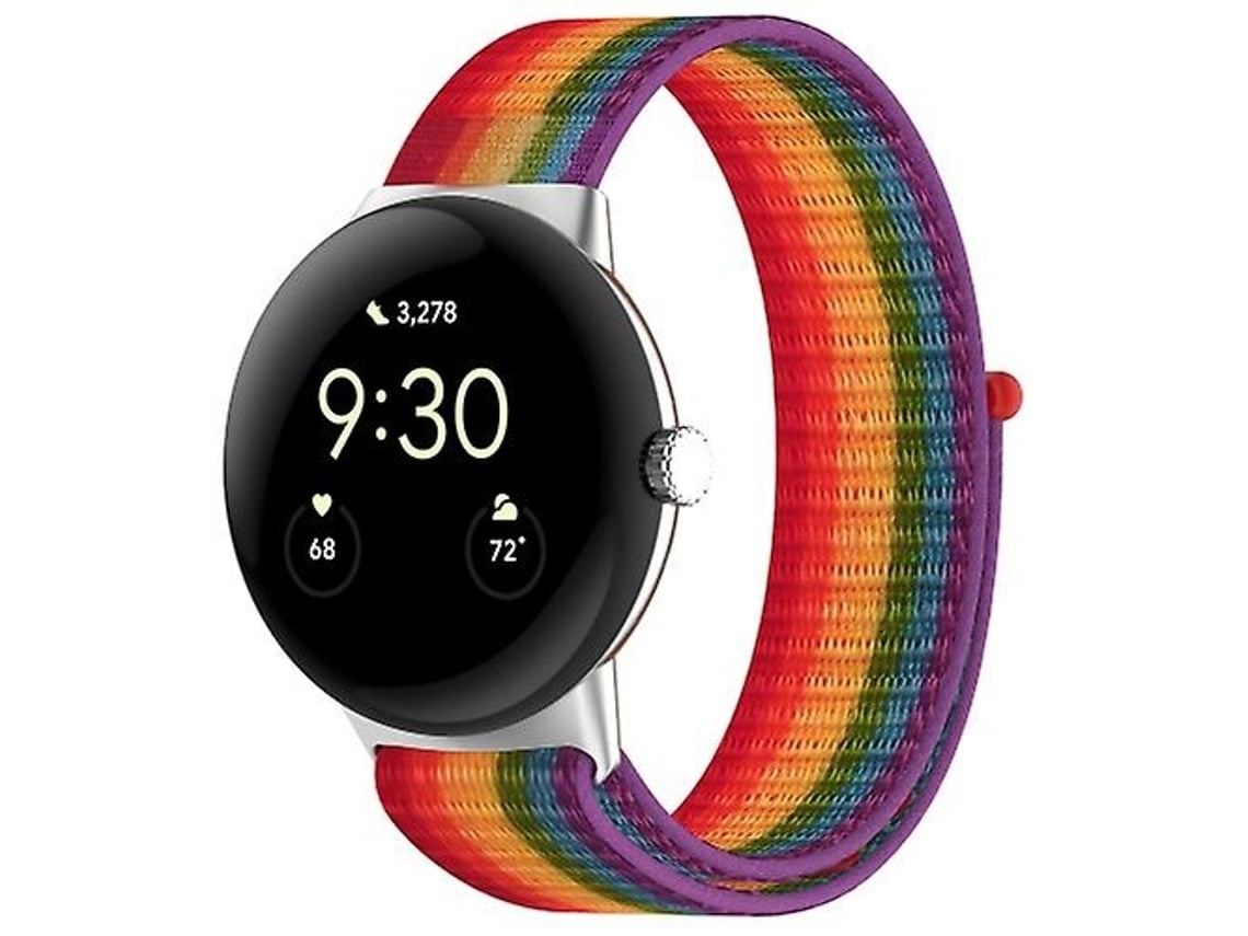 Pulseira De Relógio Lurelia Para Google Pixel Watch Nylon Weave Arco Íris