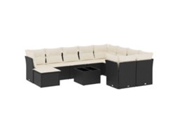 Conjunto de 11 Sofás de Jardim com Almofadões Vime Pe Preto MAISON EXCLUSIVE