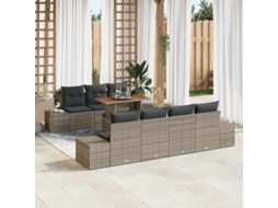 Vidaxl Conjunto De Sofá De Jardim 8 Unid. Cinzeto Rattan Sintético