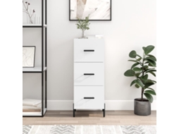 Aparador de madera labrada, 34,5 x 34 x 90 cm, blanco brillante