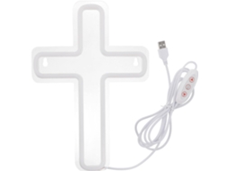 Crucifixo Iluminado Em Acrílico Branco Quente, 29 X 20 Cm - Decoração Led -