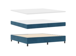 Conjunto 1 Cama Box Vidaxl Azul Veludo (200 X 200 Cm)