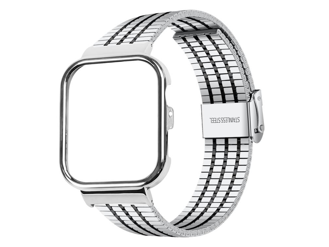 Bracelete para Huawei Watch Fit 4 Pro / Fit 4 / Fit 3 Aço Inoxidável Fivela de Sete Contas Estrutura Metálica Prateada e Preta XIAOMOYU