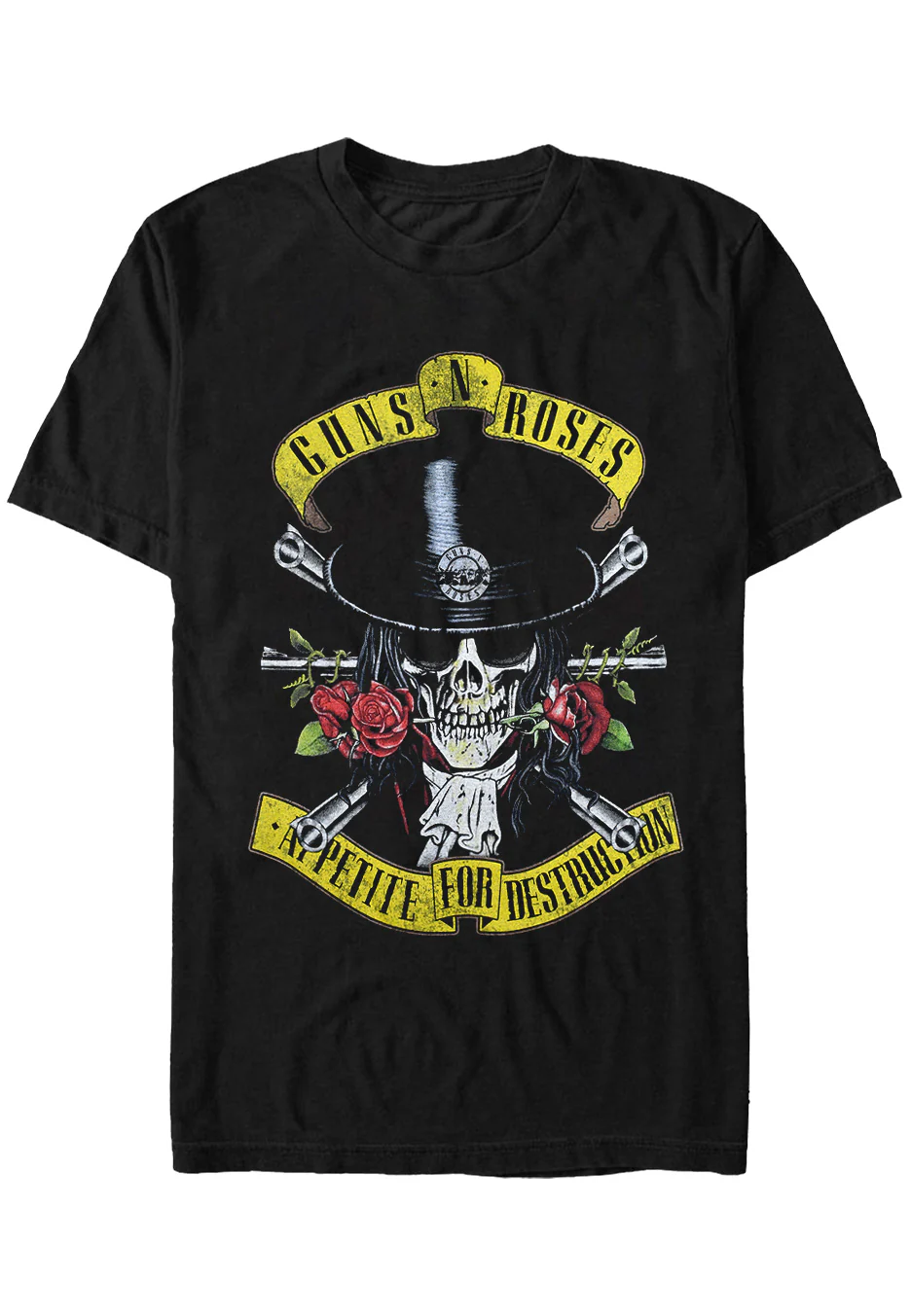 Size:s Rockinstone Guns N' Roses - Top Hat Skull - T-shirt Unisex Adults
