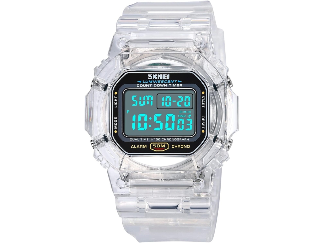 Lurelia Relógio Digital Desportivo, Visor Digital, Led, Cronógrafo, Cronómetro, Alarme, Data/calendário, 12/24h, Duplo Fuso/mostrador, 230 Mm, Resina