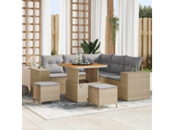 Vidaxl Conjunto De Sofá De Jardim 8 Pcs Bege E Cinza Claro Vime Pe
