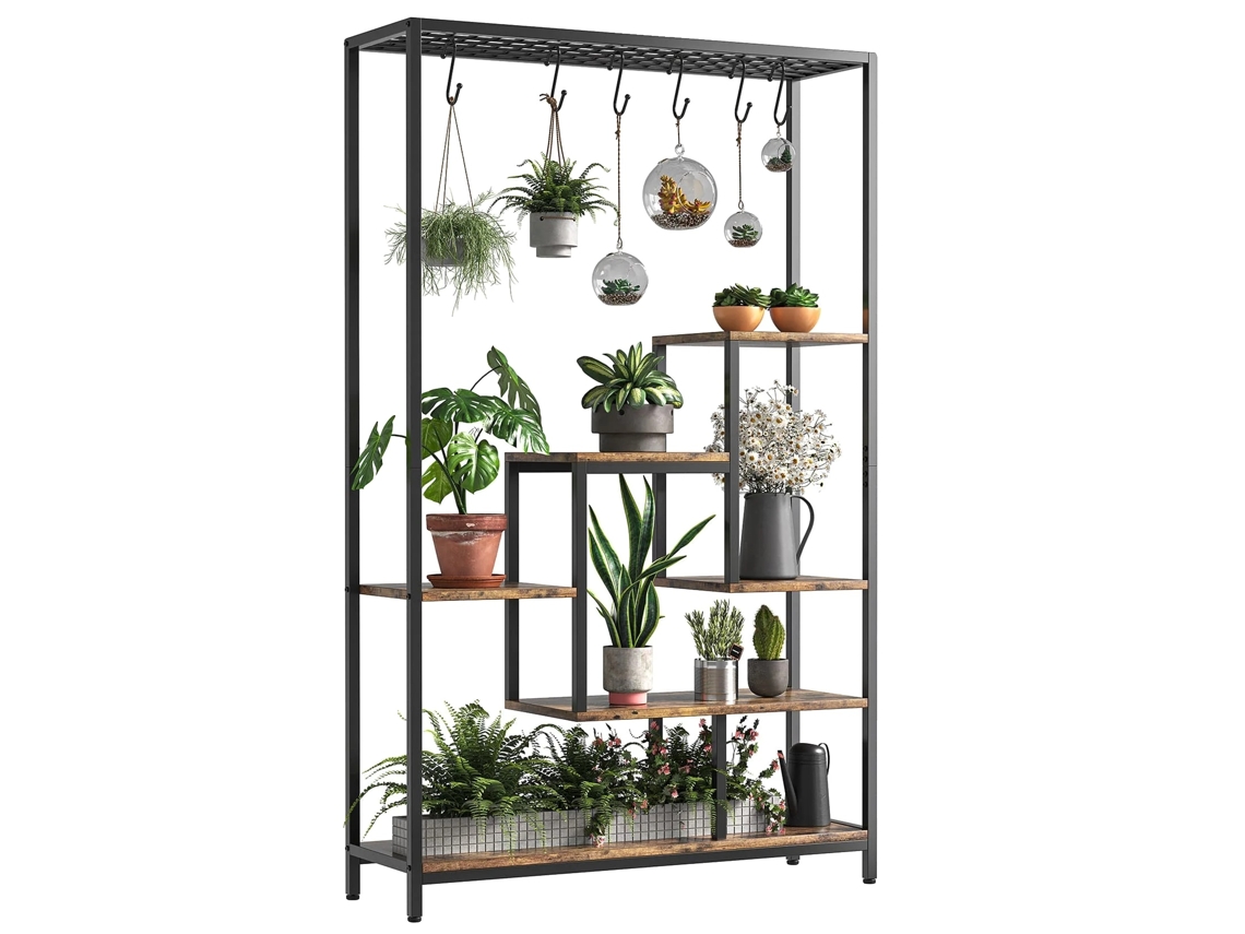 Suporte Para Plantas, Uso Interno, Design De 5 Andares, Marrom