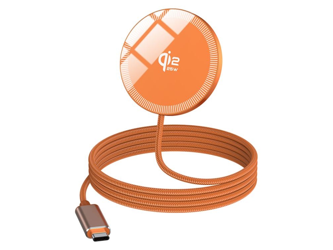 Carregador Portátil Magnético Sem Fio 25w com Interface Tipo C compatível com iPhone 12 a 17 laranja XIAOMOYU