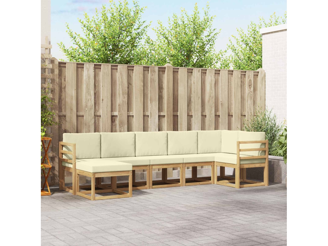 Vidaxl Conjunto De Sofás Para Exterior 7 Unid. Branco E Creme