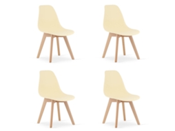 Cadeira De Jantar Conjunto De 4 Peças Kito Assento Creme, Assento Ergonômico, Encosto