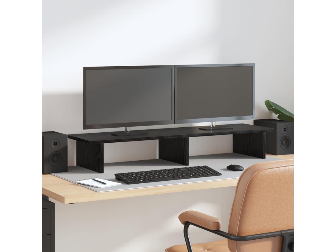Vidaxl Suporte Para Monitor Carvalho Preto 100 X 27 X 15 Cm