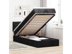Vidaxl Estrutura De Cama Otomana Com Colchão Preto Tecido