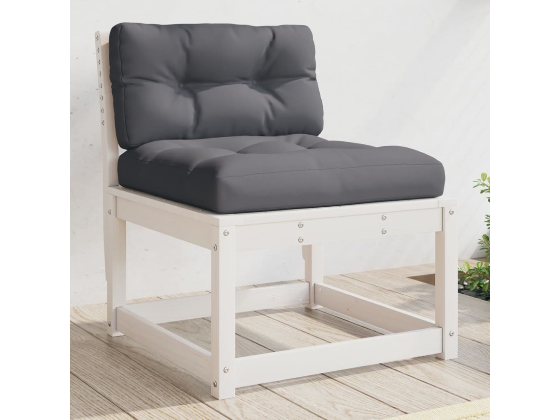 Vidaxl Sofá Para Jardim C/ Almofadões Pinho Maciço Branco