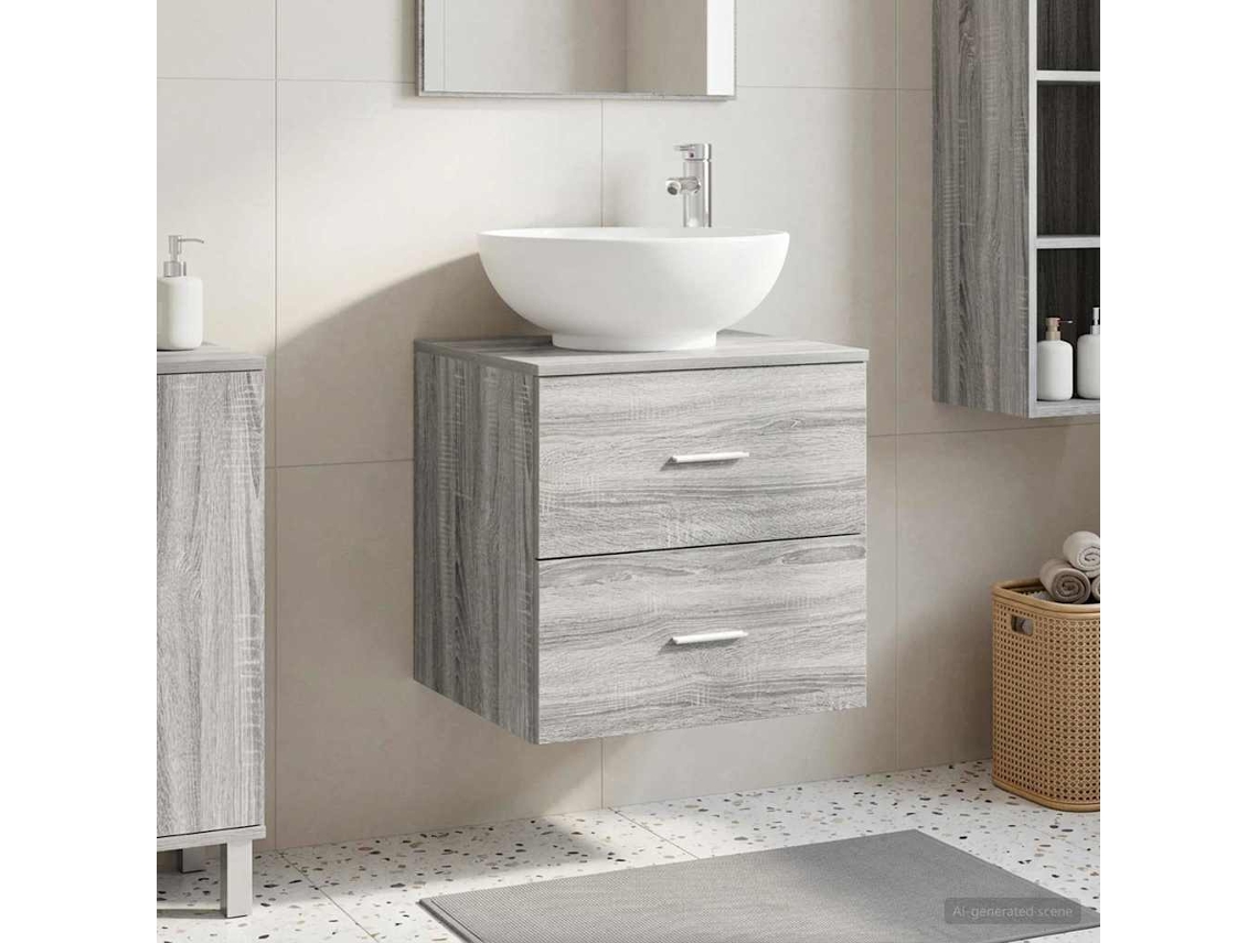 Vidaxl Vaidade Com Pia Suspensa Sonoma Cinzento 49,5 X 44,5 X 66,5 Cm