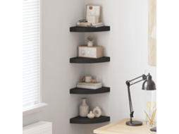 Vidaxl Prateleiras De Canto Suspensas 4 Pcs 25x25x3,8cm Mdf Preto
