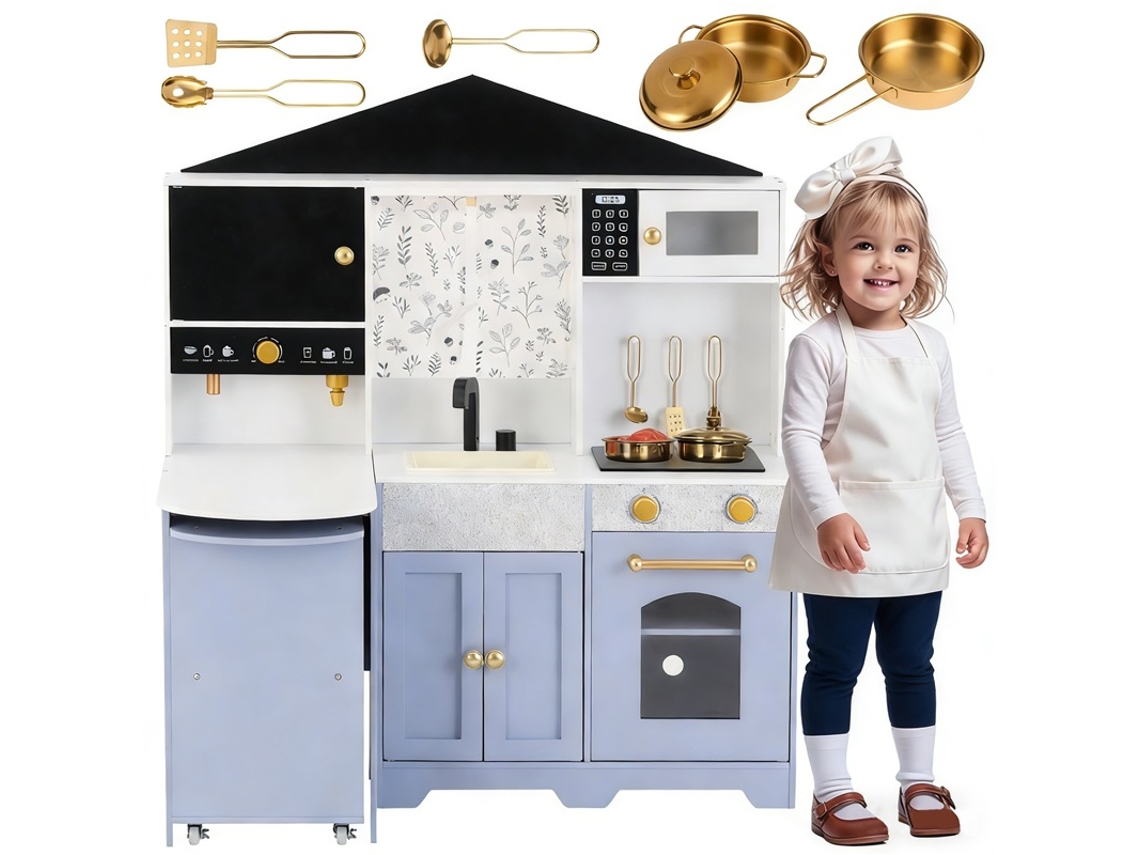 Cozinha Infantil Casinha Acessórios Surpresa 3 Anos Madeira Plástico Branco Roxo 60x90x105cm VELTRIX