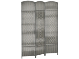 Biombo Dobrável Madeira 3 Painéis Sala Quarto Cinza 135x180cm