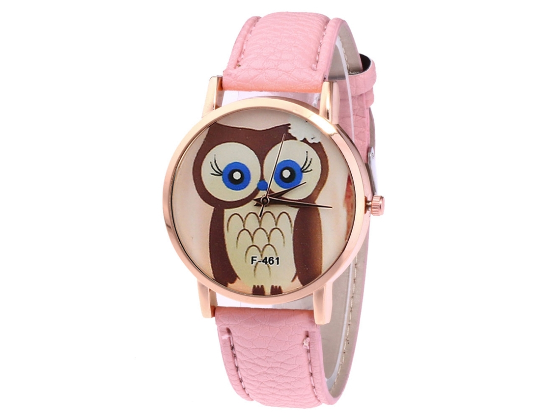 Relógio de pulso feminino casual com pulseira de PU, mostrador analógico de quartzo, ideal para presente (rosa)