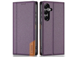 Capa Tkdaddy N.bekus P3 Para Samsung Galaxy S25 Fe Com Bloqueio Rfid E Suporte Tipo Carteira Em Couro Pu, Capa Flip Roxa