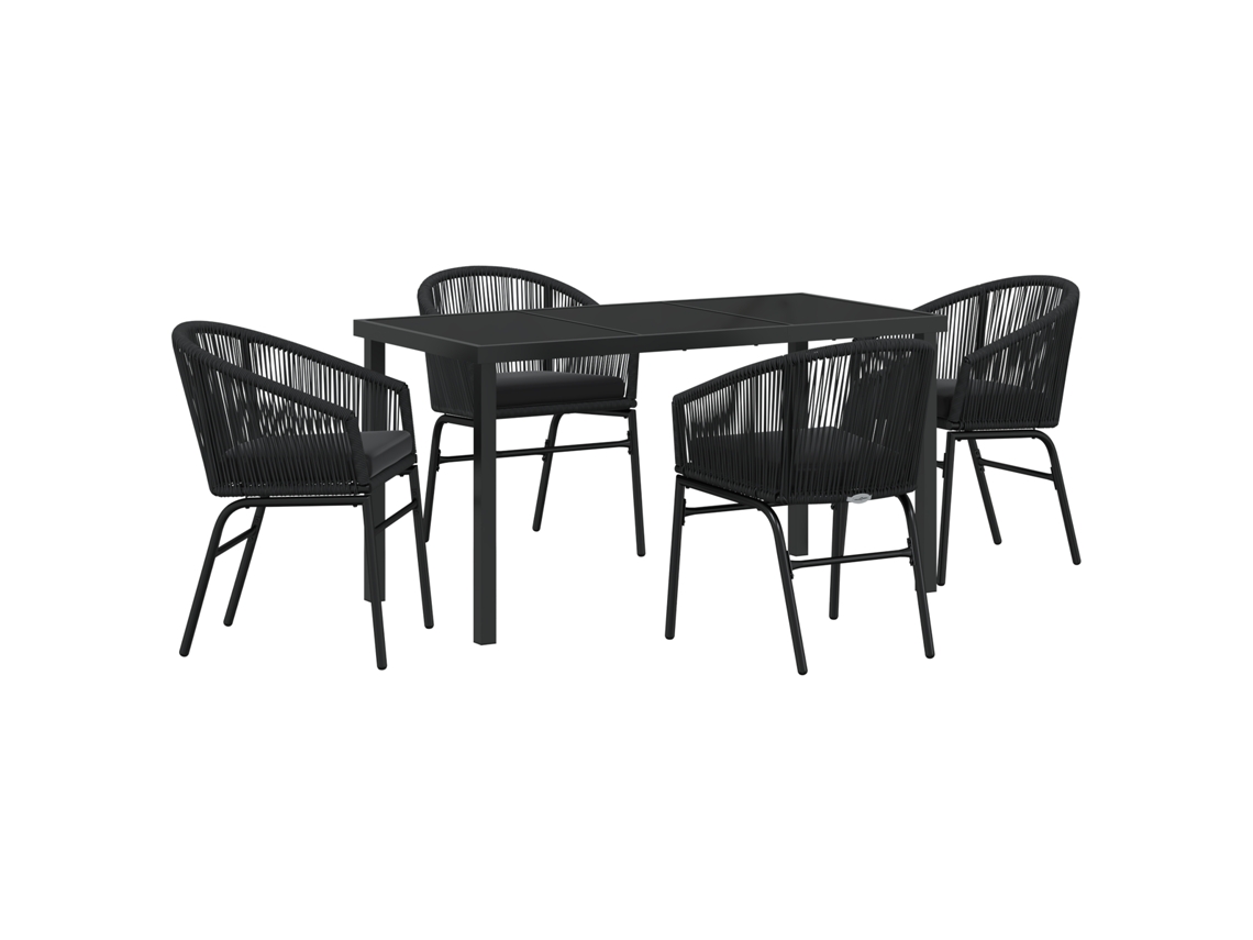 Conjunto 5 De Jantar De Jardim De Vidaxl Em Rattan Preto