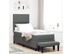 Vidaxl Cama Box Com Cabeceira Cinza Escuro 80 X 200 Cm Tecido