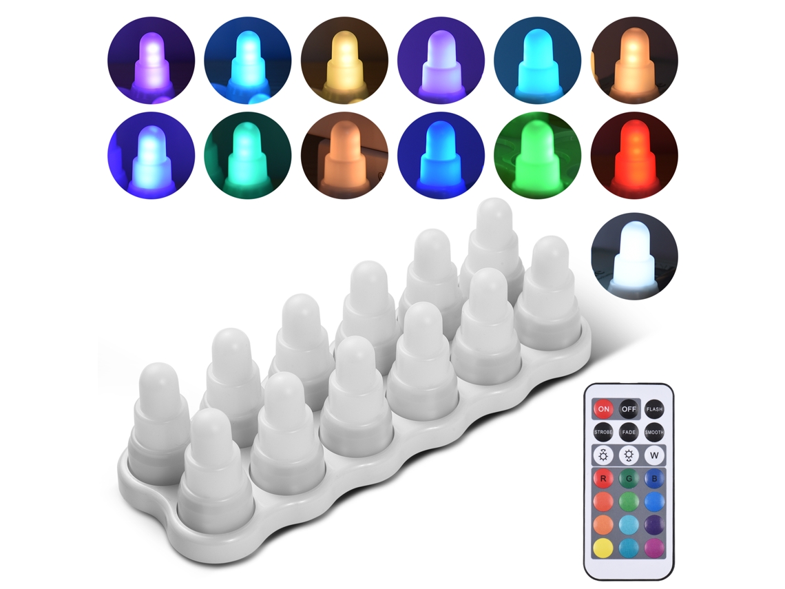 Velas Led 13 Cores 7 Brilhos 4 Modos com Controle Remoto Recarregáveis para Decoração com MARCA
