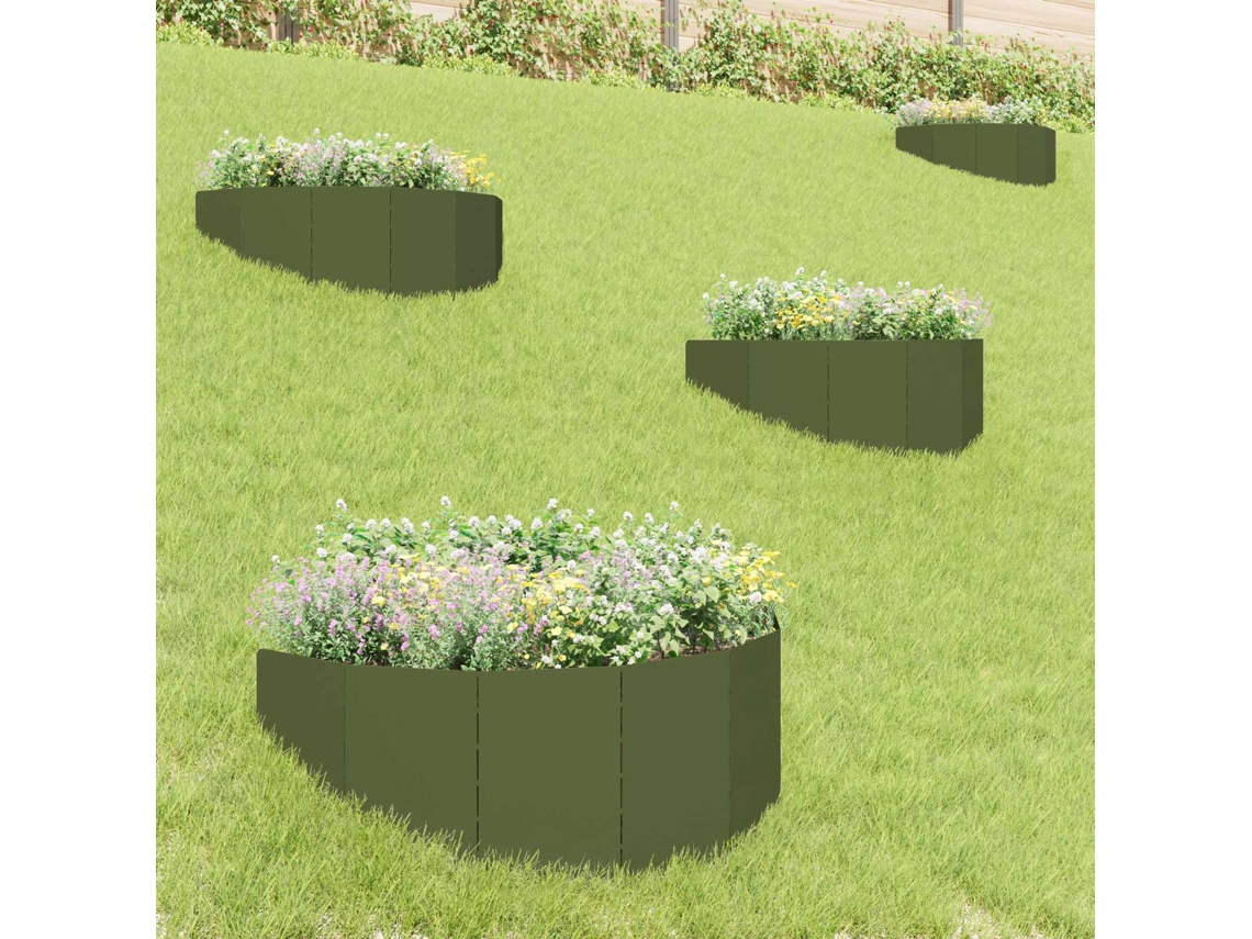 Vidaxl Acabamento Para Gramado 4 Unid. 100 X 45 Cm Aço Verde-azeitona