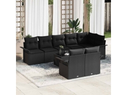Vidaxl Conjunto De Sofá De Jardim 9 Pcs Preto Rattan Sintético