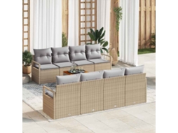 Vidaxl Conjunto De Sofá De Jardim 9 Unid. Bege Vime Pe