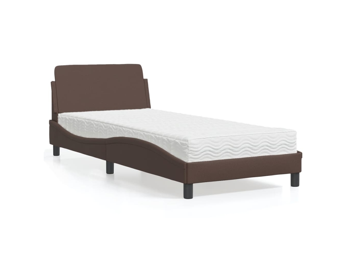 Vidaxl Cama Com Colchão Dover 80x200 Cm Couro Artificial Castanho