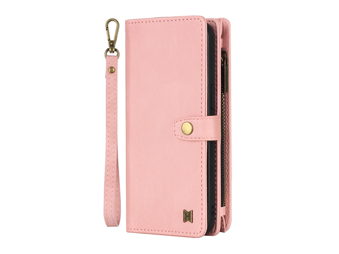 Capa Multifuncional De Couro Para Iphone 16 Pro Max, Rosa, Capa Magnética Com Porta-cartões