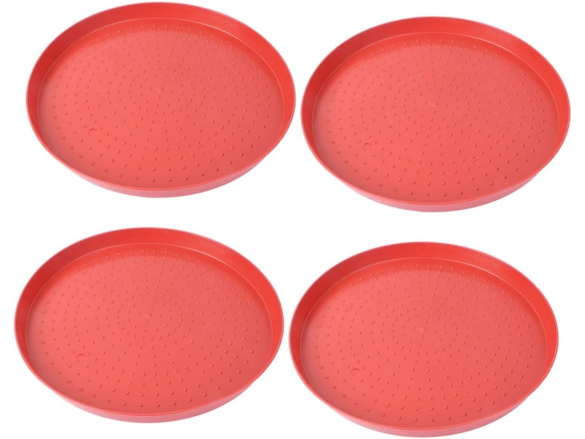 Bandeja De Alimentação Para Galinhas Em Plástico, Conjunto De 4 Peças, Para Galinheiros.